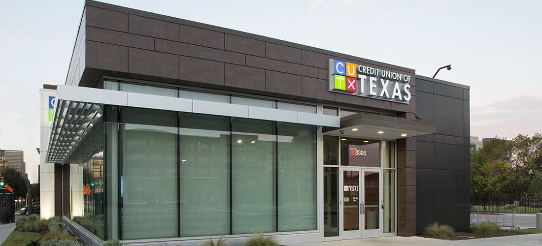 Exteriors of the Credit Union of Texas - Ceramitex sintered ceramic facade system