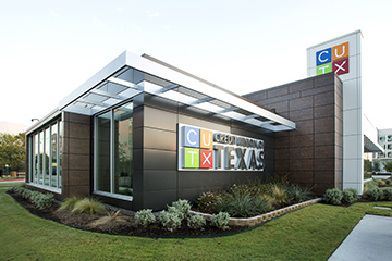 Exteriors of the Credit Union of Texas - Ceramitex sintered ceramic facade system