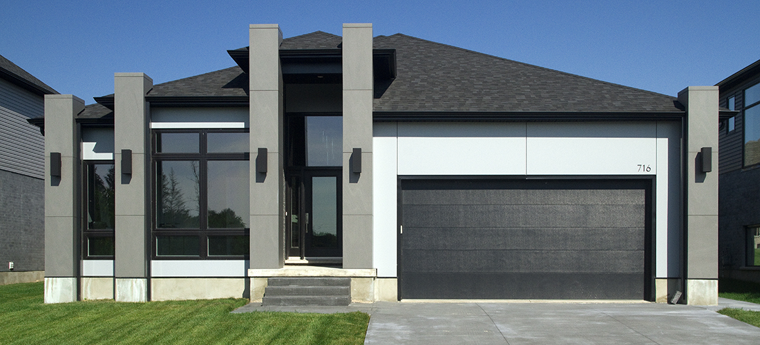 Residence in London Ontario - Residential Building Facade front using Ceramitex sintered ceramic and Alumitex ACM