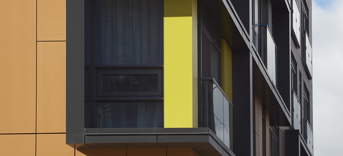 1093 Queen West - Toronto - Bright yellow metal cladding panels by Elemex
