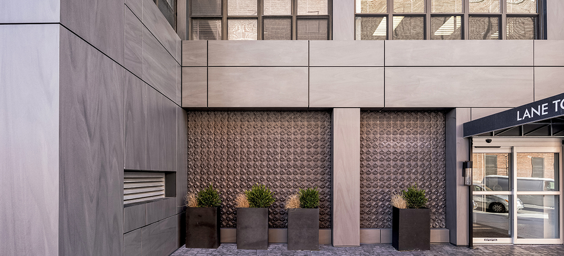 Lane Towers New York - exterior paneling - entrance