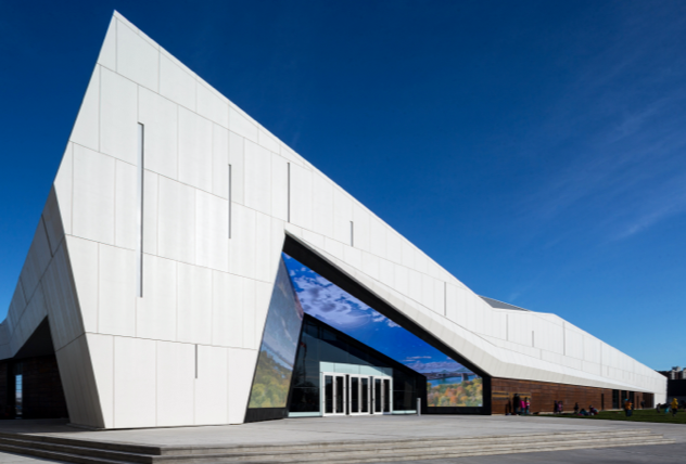 Ceramitex on Unity system allows for complex miteres on Canada Science and Technology Museum in Ottawa