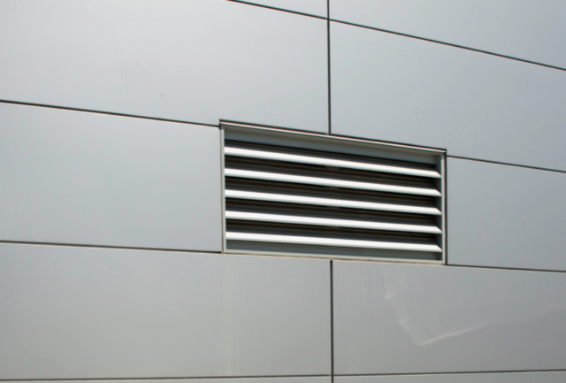 Louvers/Access Panels using Unity Proprietary Attachment Technology by Elemex, commercial building facade